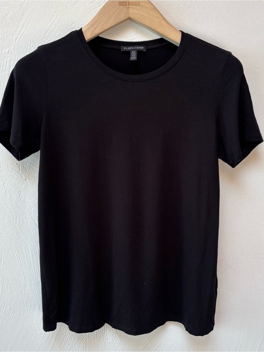 Eileen Fisher Womens Black Short Sleeve Tee